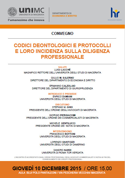 Convegno: CODICI DEONTOLOGICI E PROTOCOLLI 