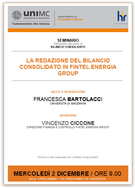 Seminario. LA REDAZIONE DEL BILANCIO CONSOLIDATO IN FINTEL ENERGIA GROUP